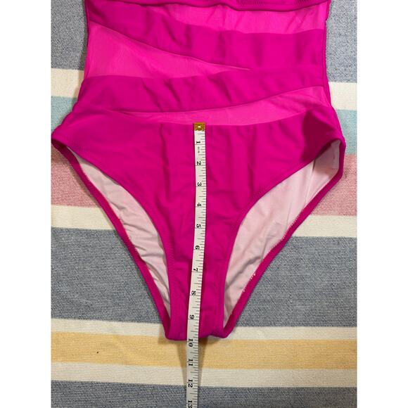 NWT Hot Pink Mesh Panel One Piece Swimsuit – Size Small - Picture 5 of 7